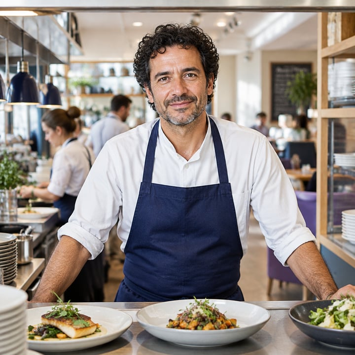 Gérant au passe d’une brasserie pendant le service.